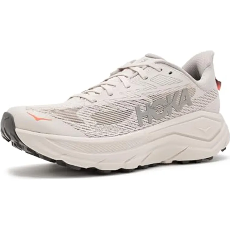 Hoka One One W Challenger 8, Trailrunningschuhe für Normalpronierer, atmungsaktiv, Stucco/Asphalt Grey, Größe 42 2/3