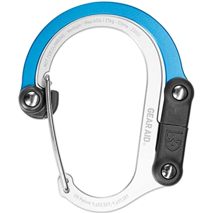 Gear Aid HEROCLIP Karabiner-Ausrüstungsclip und Haken (Mittel) für Camping, Rucksack und Garagenorganisation, Blau - Hält bis zu 60 Pfund, kompaktes Design, vielseitig einsetzbar – Bild 1