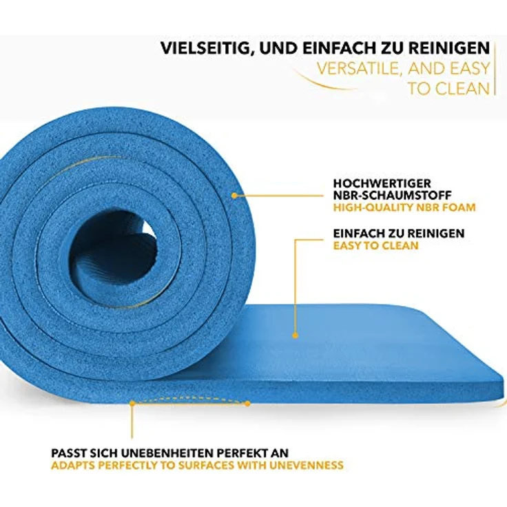 TRESKO Yogamatte Phthalatfrei - Gymnastikmatte rutschfest, extra Dicke Pilatesmatte Fitnessmatte mit Tragegurt, 185 x 60 x 1,0 cm – Bild 5