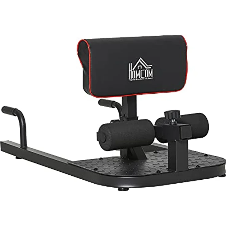 HOMCOM Sissy Squat Kniebeugentrainer Beintrainer Bauch-Gesäß-Trainer 3 in 1 Trainer verstellbar bis 120 kg Stahl Schwarz 50 x 97 x (44,5–56,5) cm – Bild 1