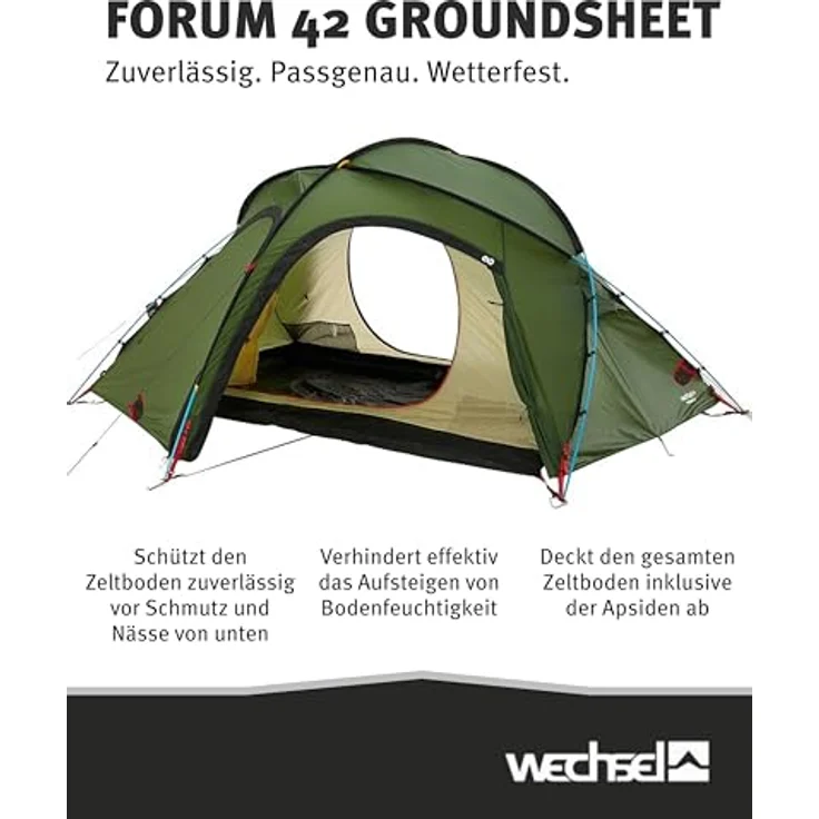 Wechsel Groundsheet Forum 4 2, Zelt-Unterlage in Schwarz, wasserdicht mit 7000mm Wassersäule, leichte 75D Polyester Camping-Plane zum Schutz vor Nässe & Schmutz – Bild 2
