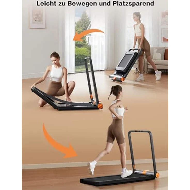 Walkingpad MC11 Laufband Klappbar für Zuhause, Große Lauffläche, Leises Walking Pad bis 12 km/h, Tragbar mit LED-Anzeige, APP und Tablet Ständer, Schwarz – Bild 2