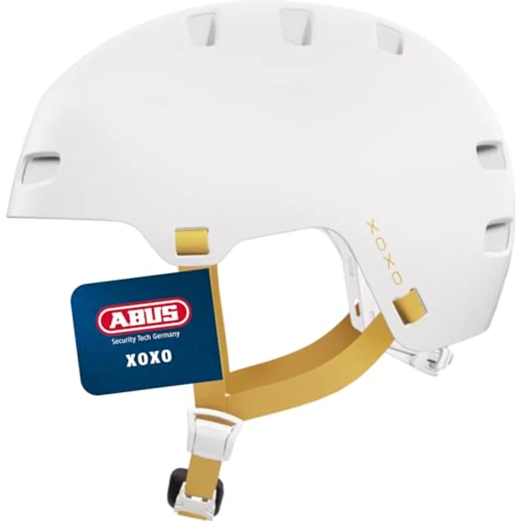 ABUS XOXO Fahrradhelm, Cityhelm im Skater-Look, optimiertes Kinnpolster, für Skateboard, Fahrrad, Scooter, Größe L, Weiß – Bild 1