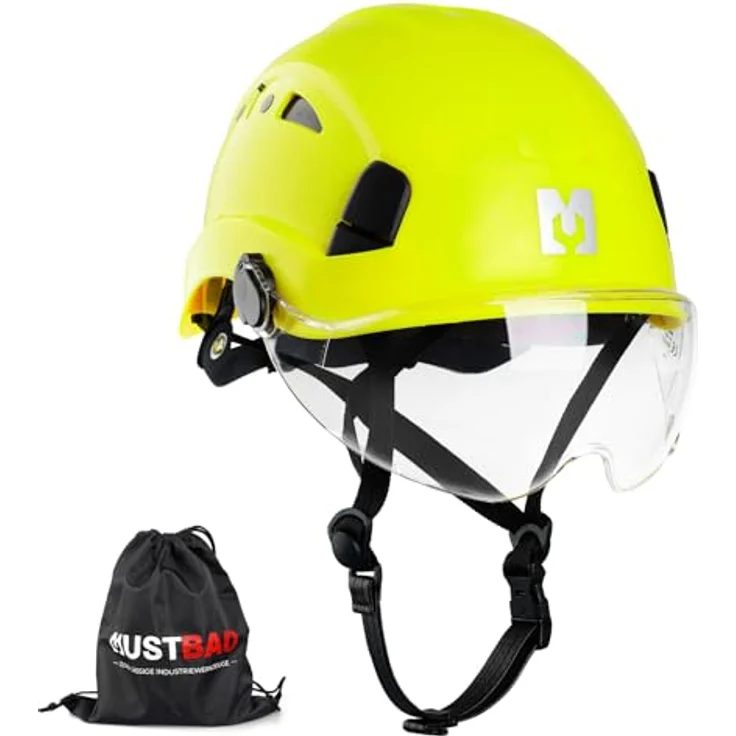 Mustbau Kletterhelm HSE06S, mit gefütterten Schaumstoffpolstern, abnehmbaren Schweißband und optimaler Belüftung, für Bergsteigen, BAU und Gartenarbeit, Grün – Bild 1
