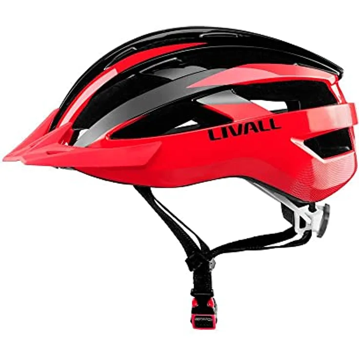 Livall MT1 Neo Helm Rot L - Fahrradhelm mit integrierten LED-Rücklichtern und Sprachnavigation