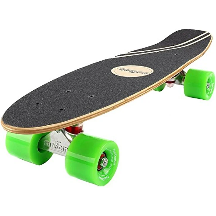 FunTomia Mini-Board Cruiser Skateboard 57cm aus 7-lagigem kanadischem Ahornholz mit ABEC-9 Kugellager, wahlweise mit oder ohne LED Rollen – Bild 3