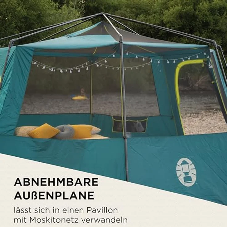 Coleman Zelt Octagon Blackout, 8 Mann Zelt, Familienzelt 8 Personen, Festivalzelt, Luxus Zelt, Steilwandzelt Hauszelt, 2 Türen, 7 Fenster, wasserdicht WS 2.000 mm – Bild 4