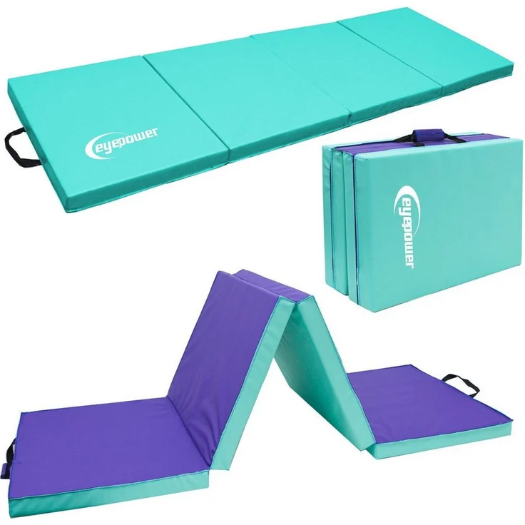eyepower Fitnessmatte 180x60 Klappbare Gymnastikmatte 5cm dicke Matte, Weichbodenmatte mint – Bild 1