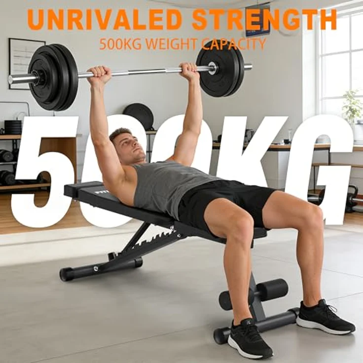 VOWVIT Faltbare Hantelbank, klappbar für Home-Gym, 500 kg Belastbarkeit, 9 Neigungsstufen, schwarz – Bild 3
