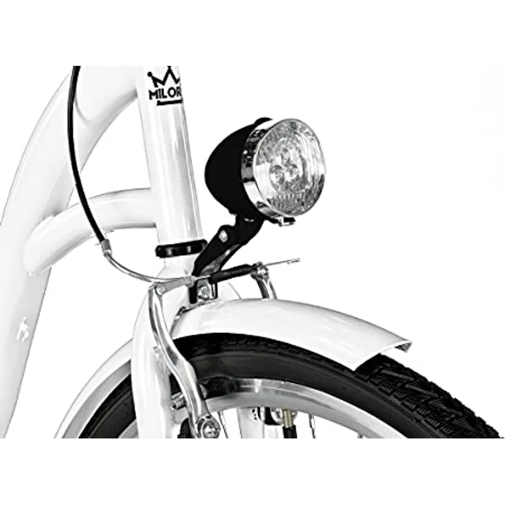 Milordbikes City-Fahrrad, Weiß, 46 cm, leichtes Metall, Freizeit- und Sportbike mit hinterem Träger und Aluminiumfelgen – Bild 5