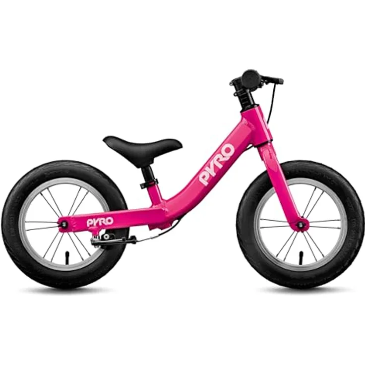 PYRO Bikes BB Twelve, Kinderfahrrad 12-Zoll Balancebike für Kleinkinder, Magenta, ergonomischer Sattel, höhenverstellbarer Lenker, V-Bremsen