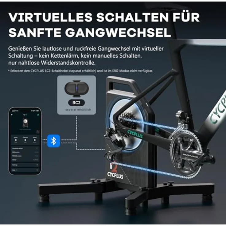 CYCPLUS Inteligentny Trenaer Rowerowy Cycplus T2, Direktantriebsergometer mit 2.200 Watt Leistung und Bluetooth/ANT+ Kompatibilität – Bild 4