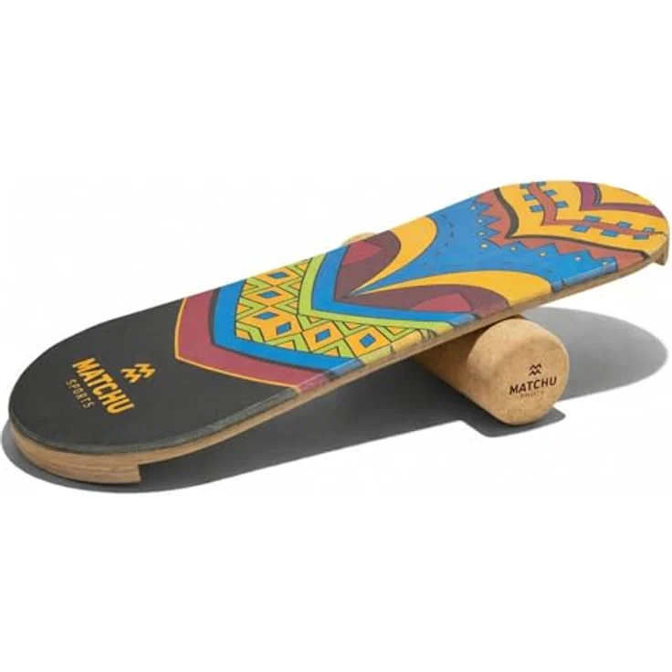 MATCHU Balance Board Trickboard aus 100% Holz, inklusive Hockerrolle, Surf Trainer für Stabilität und Gleichgewicht, ideal für Sporttraining und Tricks – Bild 1