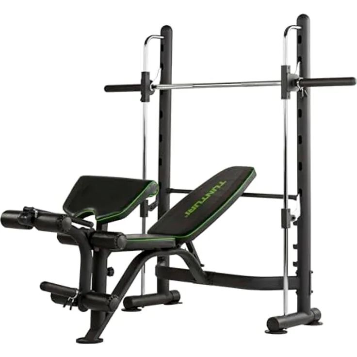 Tunturi Smithmachine SM60, Kraftstation für Hantelbank, Beintraining und Situps, verstellbare Langhantelstütze