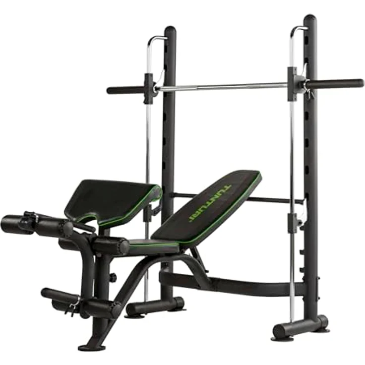 Tunturi Smithmachine SM60, Kraftstation für Hantelbank, Beintraining und Situps, verstellbare Langhantelstütze – Bild 1