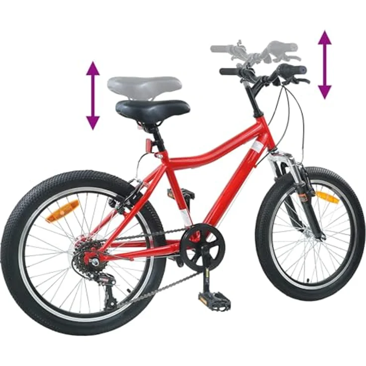 vidaXL Kinderfahrrad 24 Zoll, 6-Gang für 8-12 Jahre, rot, 158 x 53 x 100 cm – Bild 3