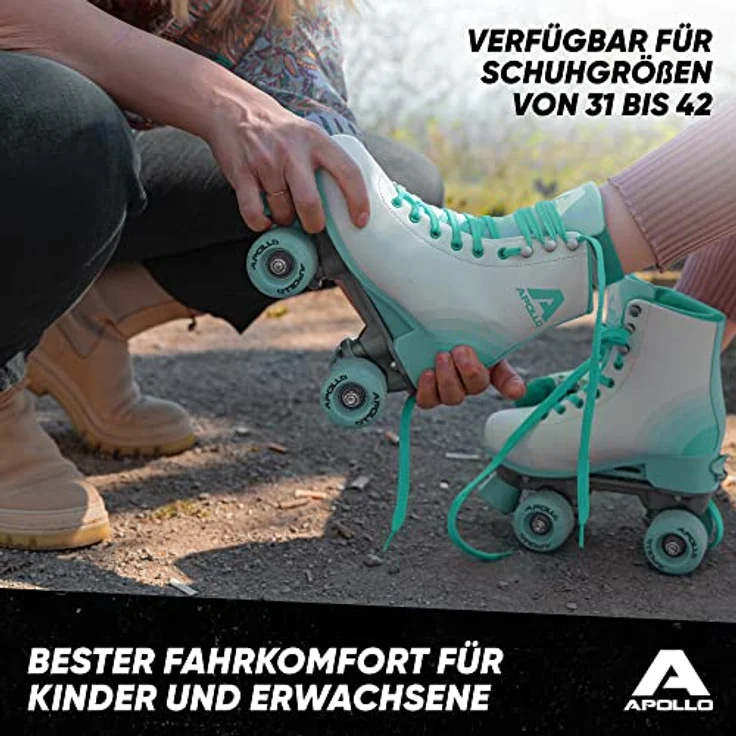 Apollo Rollschuhe Retro Discoroller, verstellbare Disco Roller Skates, größenverstellbar Rollerskates, Retro Design, Größe L, schwarz – Bild 4