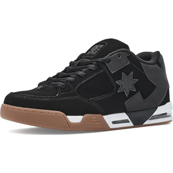 DC Shoes DC Command, Lederschuhe für Männer, Schwarz/Gum, EU Größe 44, mit gepolsterter Zunge, Unilite Zwischensohle und griffiger Gummiaußensohle