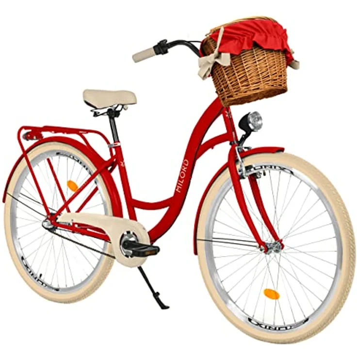 Milordbikes City-Fahrrad, Rot, Metall, 46 cm, hochwertige Aluminiumfelgen, 700C x 35 mm City-Reifen, vormontiert – Bild 1