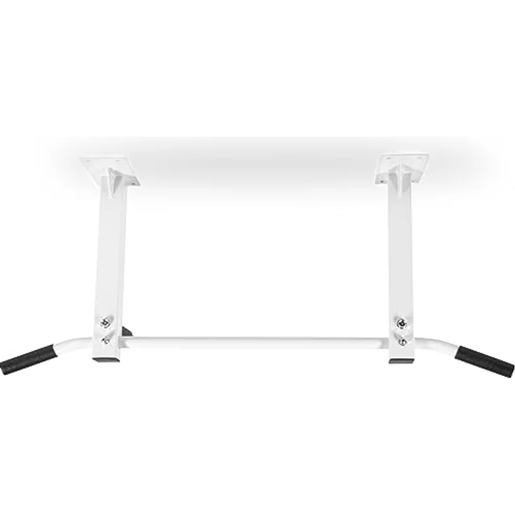 GORILLA SPORTS® Klimmzugstange - Deckenmontage, inkl. Montagematerial, bis 350 kg Belastbar, rutschfeste Griffe, Stabil, aus Stahl, Schwarz/Weiß - Pull Up Bar, Klimmzugstange Decke, Reckstange – Bild 3