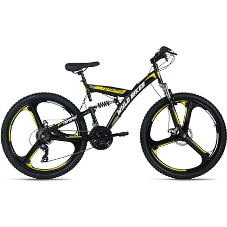 WYLD Mountainbike Fully 26'' Topspin, 21 Gänge, schwarz mit blauen Akzenten, vollgefedert, mechanische Scheibenbremsen, SHIMANO Drehschaltgriffe – Bild 1