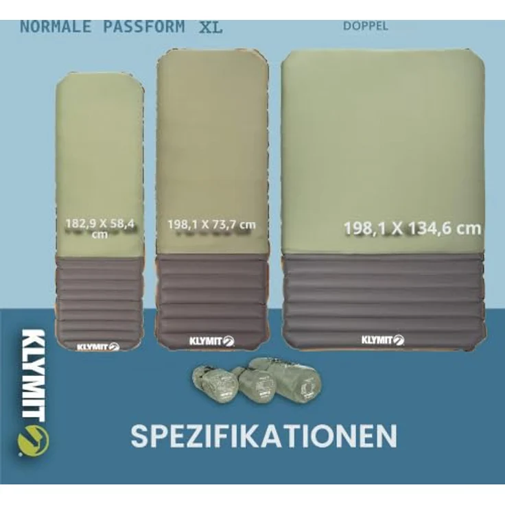 Klymit Klymaloft Schlafmatte, Schaumstoff-Isomatte mit I-Träger-Luftkammern, 60 mm Dicke, 183 cm lang, 1089 g, 75D Polyester – Bild 4