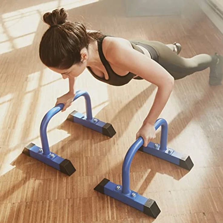 GORILLA SPORTS® Fitness Parallettes - Low, 2er Set, 46 x 39 x 30cm, bis 200kg, rutschfest, Stahl - Mini Barren, Dip Barren, Dip Station, Handstand, Push Up Bars, Liegestützgriffe, Calisthenics – Bild 4