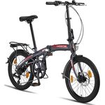 Licorne Bike Phoenix 2D 20 Zoll Aluminium Faltrad Klapprad Scheibenbremse Discbremse Faltfahrrad Herren Damen 7 Gang Kettenschaltung Folding City Bike Alu-Rahmen StVZO, Schwarz