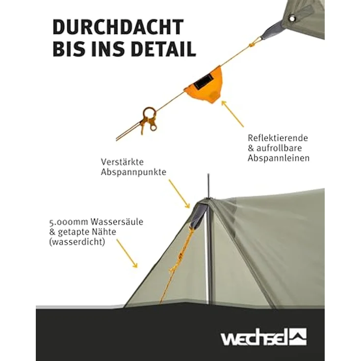 Wechsel Tarp, Zelt mit 5000 mm Wassersäule, 1.68 kg, kompaktes Packmaß 17 x 35 cm – Bild 4
