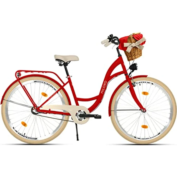 Milordbikes City-Fahrrad, Rot, Metall, 46 cm, hochwertige Aluminiumfelgen, 700C x 35 mm City-Reifen, vormontiert – Bild 2