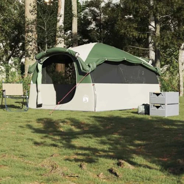 vidaXL Tunnel-Familienzelt 6 Personen, wasserdichtes Campingzelt in Grün mit abnehmbarem Überzelt und praktischem E-Anschluss – Bild 2