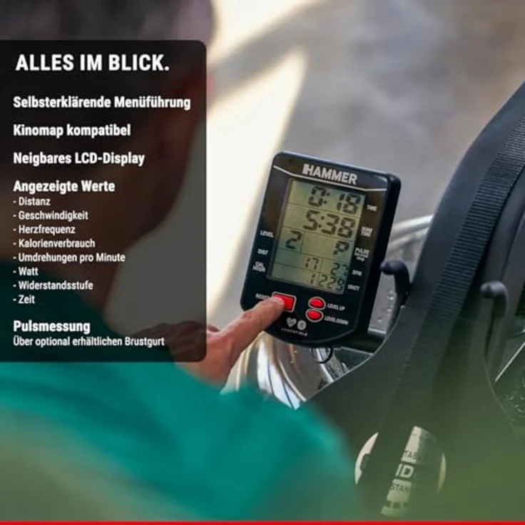 HAMMER Wasser Rudergerät RowFlow 10.0, klappbar, mit 4 Widerstandsstufen, Kinomap-kompatibel, Stahlgehäuse – Bild 5