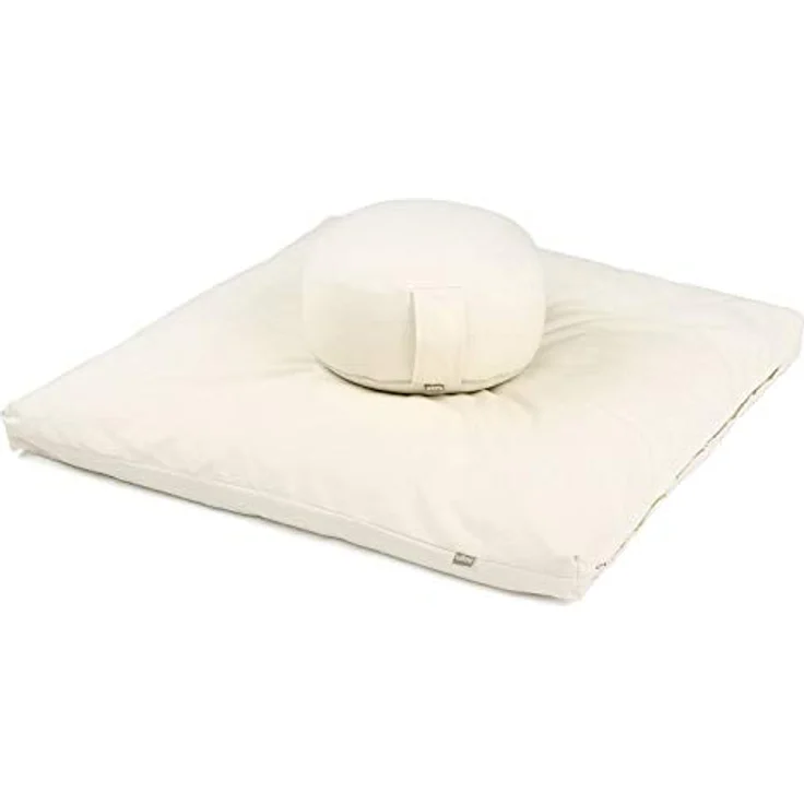 Bodhi Meditations-Set | ECO Serie | Meditationsmatte (Zabuton) & Rondo Meditationskissen | Mit Bio-Dinkelfüllung | Bezug aus 100% Bio-Baumwolle | Meditationsunterlage & Kissen (Natur) – Bild 2