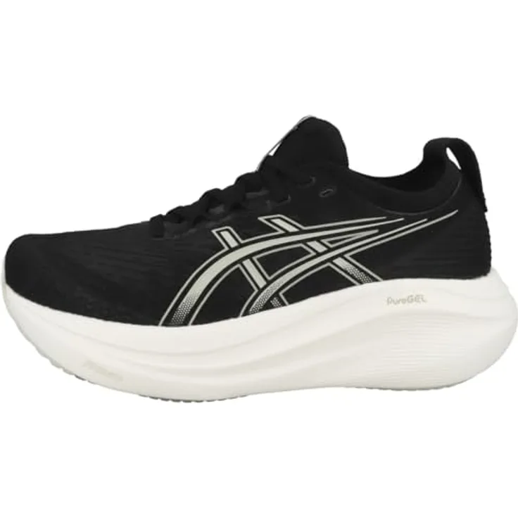ASICS Performance Gel-Nimbus 27, Damen Laufschuhe mit Gel-Technologie und FlyteFoam, Schwarz, Größe 40.5