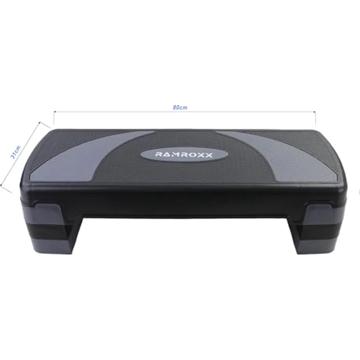 Fitness Stepboard Stepper Steppbrett Workout 3 Stufen Schwarz Grau 80x30cm – Bild 3