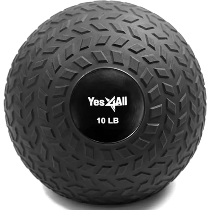 Yes4All Slam Ball Ball-Tread-Black-10lbs, Schwarz, 4.54kg