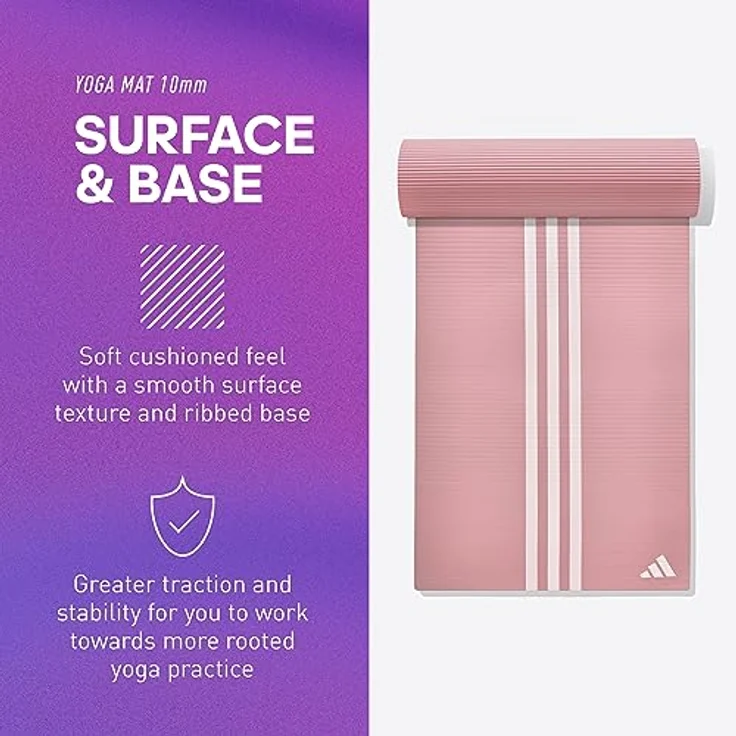 adidas Performance Yogamatte 10mm Hazy Rose, mit elastischem Tragegurt für optimale Stabilität und Komfort – Bild 2