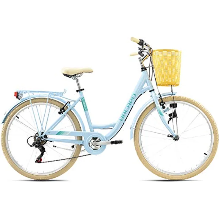 KS Cycling Dacapo 26'' Damenfahrrad Cantaloupe blau mit Korb RH 48 cm