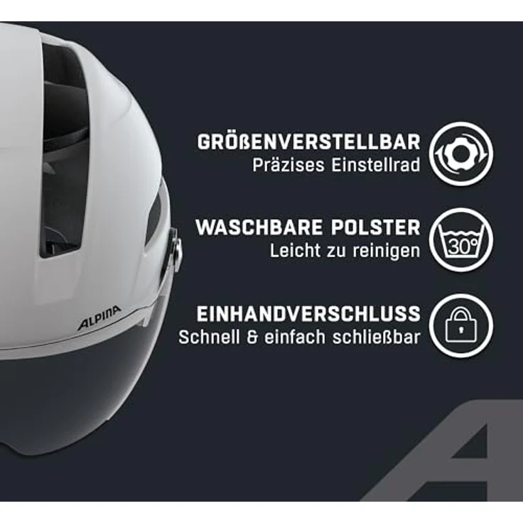 ALPINA SPORTS Soho, Velohelm für Urbanes Umfeld, 51 - 56 cm, Reflektierendes Logo, Hi-EPS Stoßabsorption, Made in Germany – Bild 3