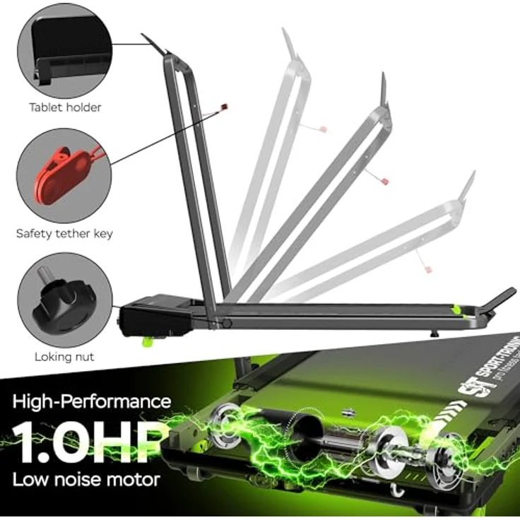 TurboTronic By Z-LINE Cardio Laufband & Cardiotrainer, bis 10 km/h, 2 Steigungsstufen, 6 Programme, LED-Display, Tablet-Halterung, klappbar, bis 120 kg, für Zuhause & Büro – Bild 5