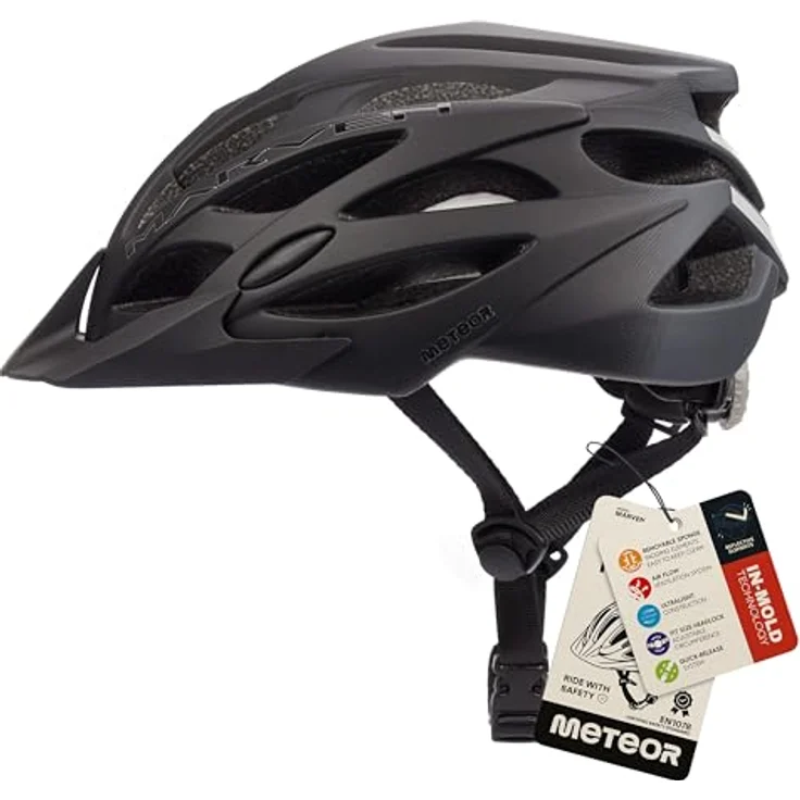 meteor® Marven Fahrradhelm, Ventilationssystem, Fliegennetz, hygienisches Innenleben, anpassbare Passform, schnellverschluss, für Herren, Damen und Kinder, ideal für MTB, BMX, Skaten und Scooter – Bild 1