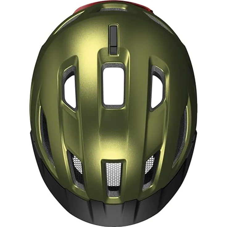 ABUS Stadthelm Urban-I 4.0 ACE, Fahrradhelm mit aufladbarem Rücklicht, 4 Leuchtmodi, Schirm, Zopf-Öffnung, magnetischem Verschluss, Größe L, grün – Bild 5