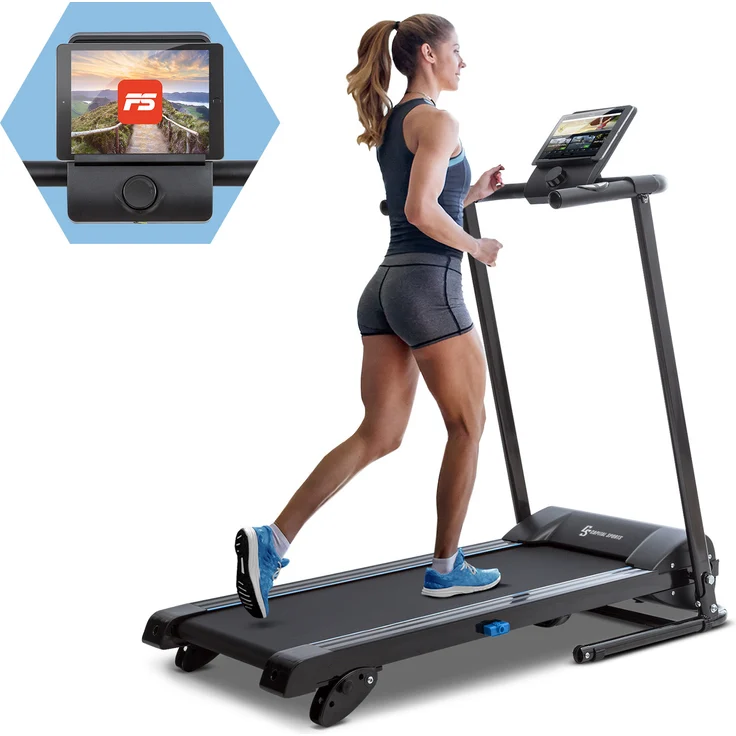 Capital Sports Pacemaker F60 Laufband - klappbare Treadmill mit 36 cm breiter Laufbahn, selbstschmierend, leise, 10 km/h, Pulssensor, Kalorienzähler, Bluetooth App, schwarz