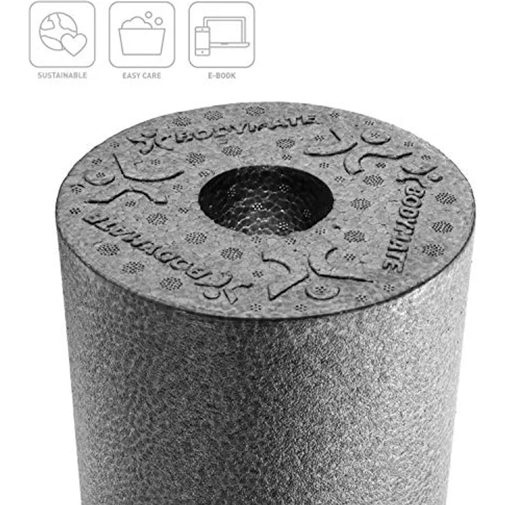BODYMATE Faszienrolle STANDARD Mittel-Hart, inklusive Gratis E-Book, Carbon-Grey, 30x15cm – Bild 2