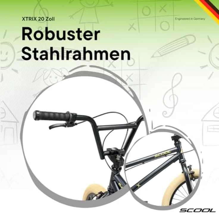 S'cool BMX-Rad XtriX 40, 20 Zoll, 1 Gang, robuster Rahmen, optimal für Tricks und Action – Bild 4