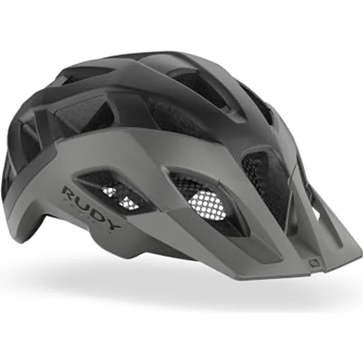 Rudy Project Crossway L, MTB-Fahrradhelm in Lead/Black Matte mit 23 Belüftungsöffnungen und integriertem Visier