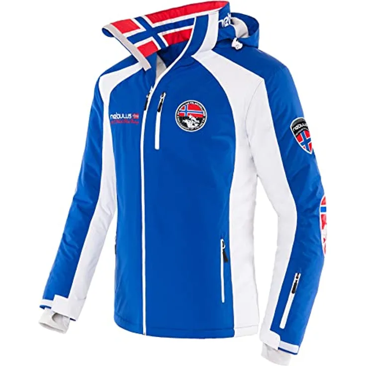 Nebulus MAESTRO SKI Skijacke, wasserdichte und atmungsaktive Winterjacke mit abnehmbarer Kapuze, blau-weiß, XL