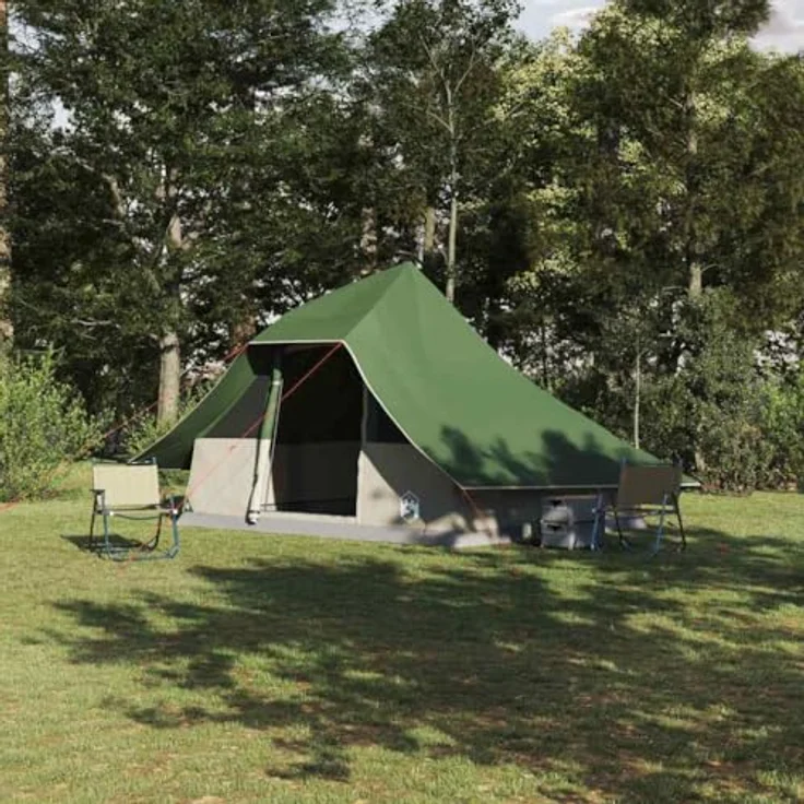 vidaXL Tipi Zelt mit Dach, modernes Familien-Tipi-Zelt in Grün, wetterfest mit E-Port und robustem Design, 364 x 281 x 257 cm – Bild 2