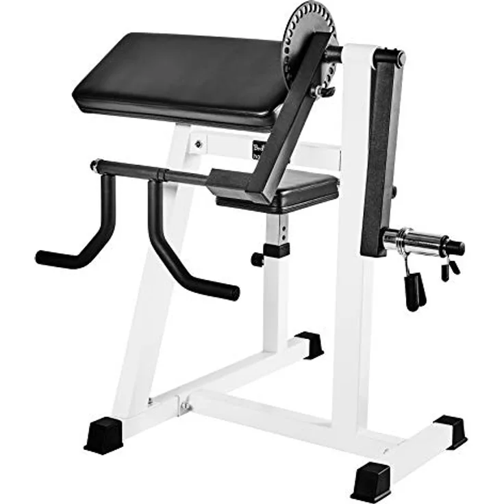 Bad Company Bizeps / Trizeps Curl Maschine mit Hantel-Ablage für bis zu 80 Kg Hantelscheiben 30/31 und 50/51 mm I BCA-21