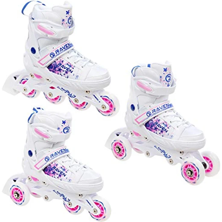 RAVEN 3in1 Inline Skates Triskates Rollschuhe für Mädchen, verstellbar 28-32 (18,5cm-21cm), mit Double-Vent-System und DSAS – Bild 1